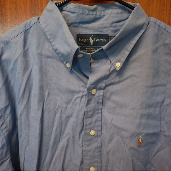 Ralph Lauren Yarmouth Oxford Dress Shirt Men's Size 17.5/35 Blue Button Down - Picture 2 of 4